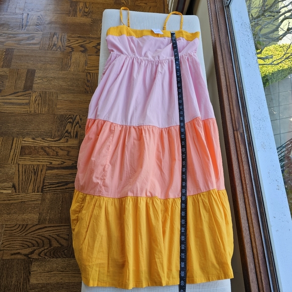 New! J Crew size 10P 10 Petite Colorblock Tiered Maxi Dress Orange NWT - Picture 6 of 12